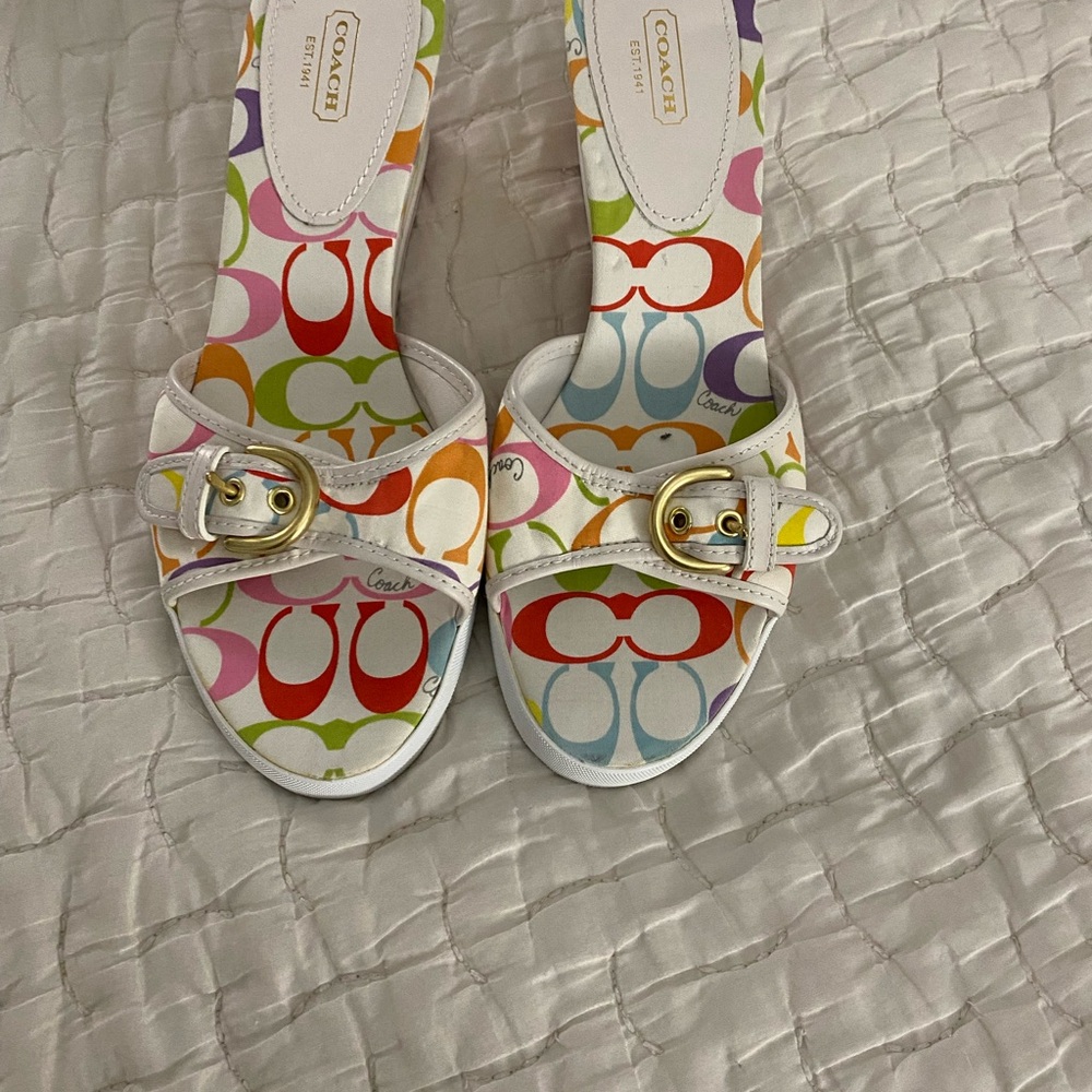 Coach wedge slip on rainbow